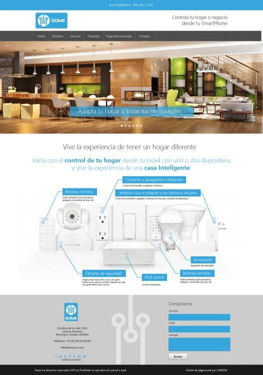 Diseño de página web para automatización comercial y residencial GOME 1