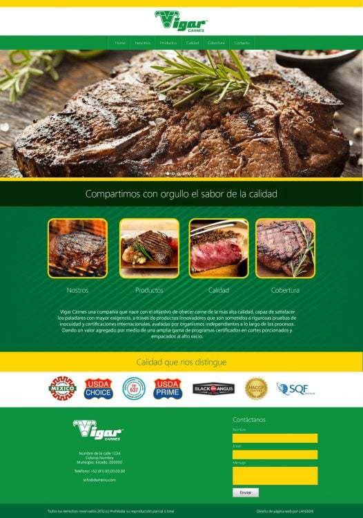 Diseño de Página Web de Vigar Carnes 1